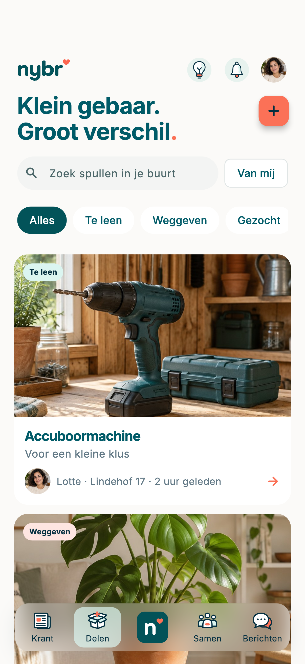 Nybr maakt delen en helpen in de buurt eenvoudig